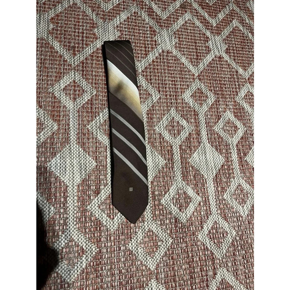 Vintage Brown Horizontal Stripe Givenchy Mens Neck Tie - Picture 1 of 4